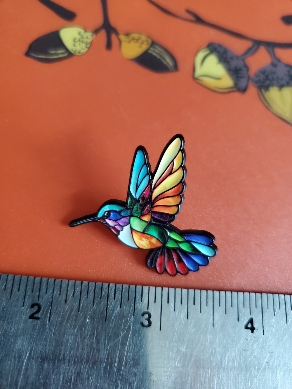 Multicolor Hummingbird Enamel Pin - Colorful Bird Accessory - Picture 2 of 4